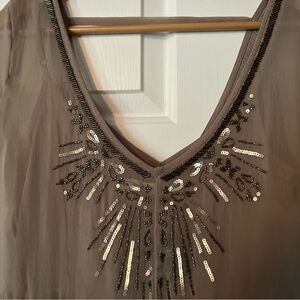 NWT Abercrombie Beaded Taupe Dress S